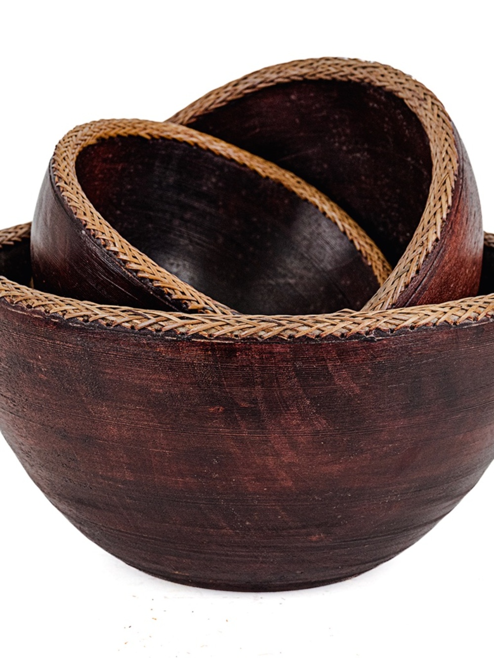 Vintage Indonesian Handmade Nesting Wooden Bowls